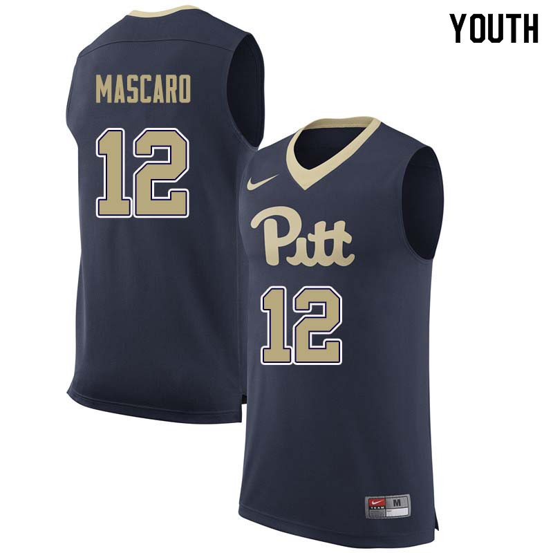 Youth #12 Joe Mascaro Pittsburgh Panthers College Basketball Jerseys Sale-Navy